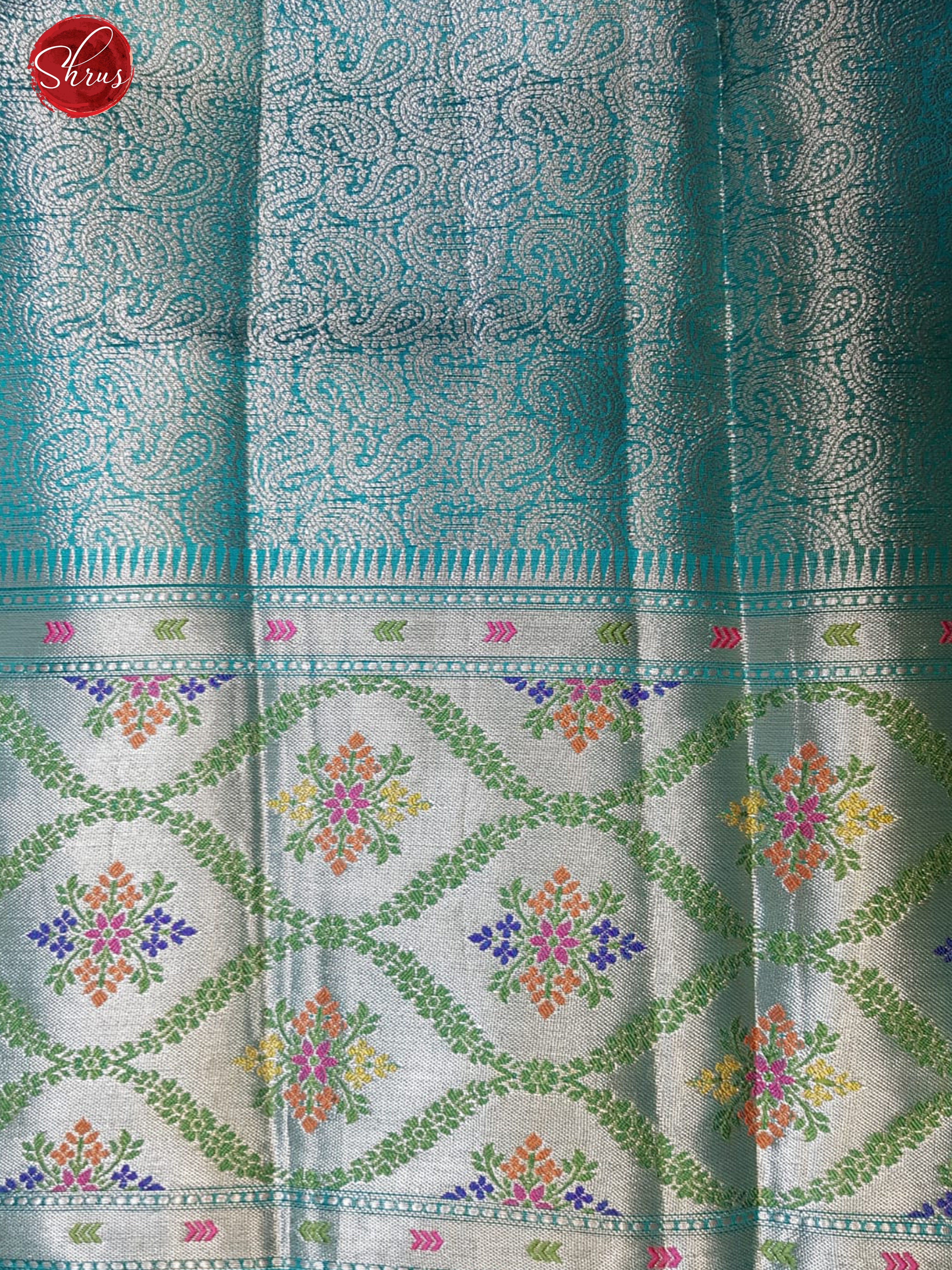 Beige & Blue - Chiniya SIlk with zari woven floral motifs on the body & Zari  Border - Shop on ShrusEternity.com