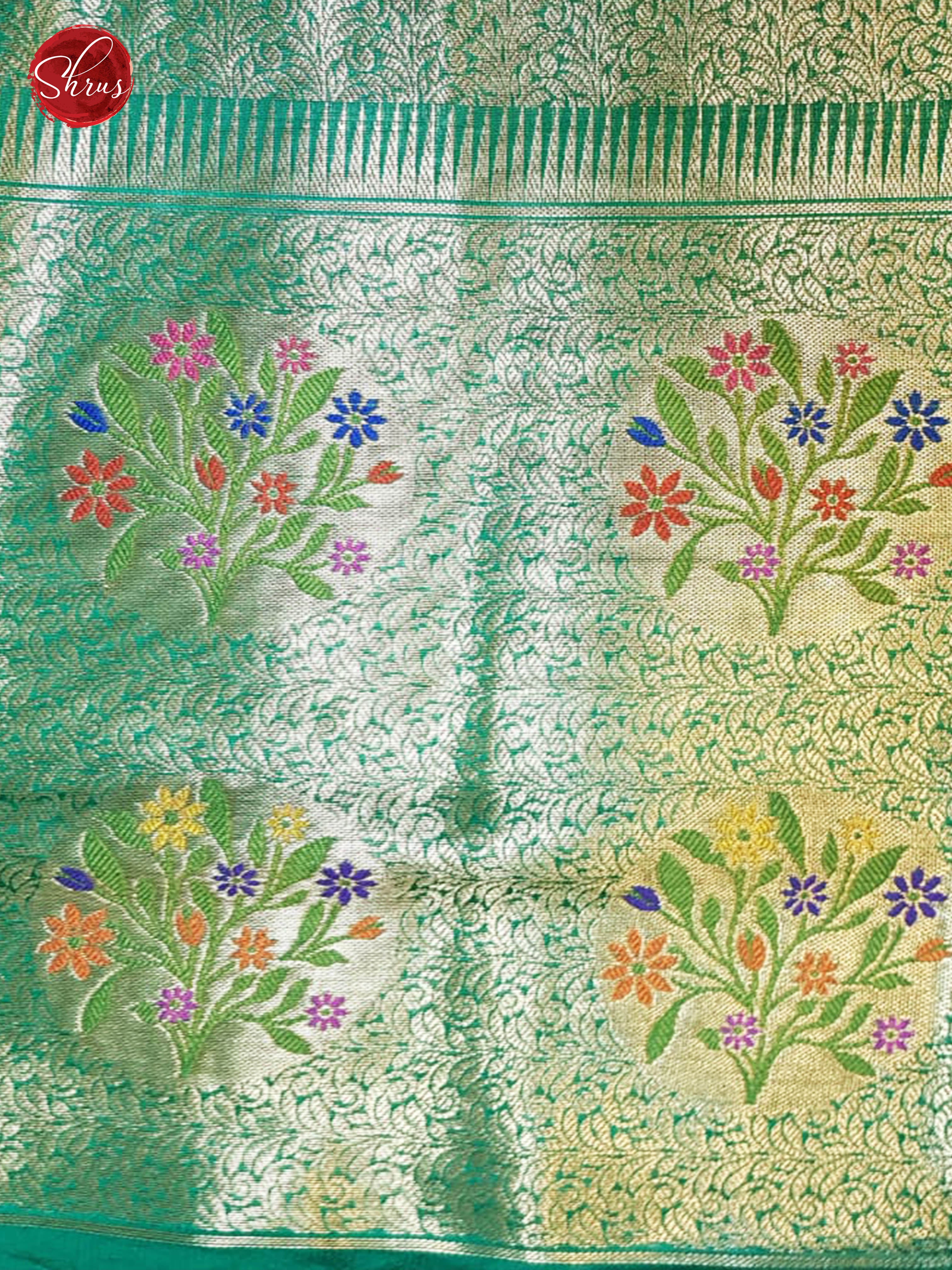 Beige & Green - Chiniya Silk with zari woven floral motifs brocade on the body & Contrast Zari Border - Shop on ShrusEternity.com