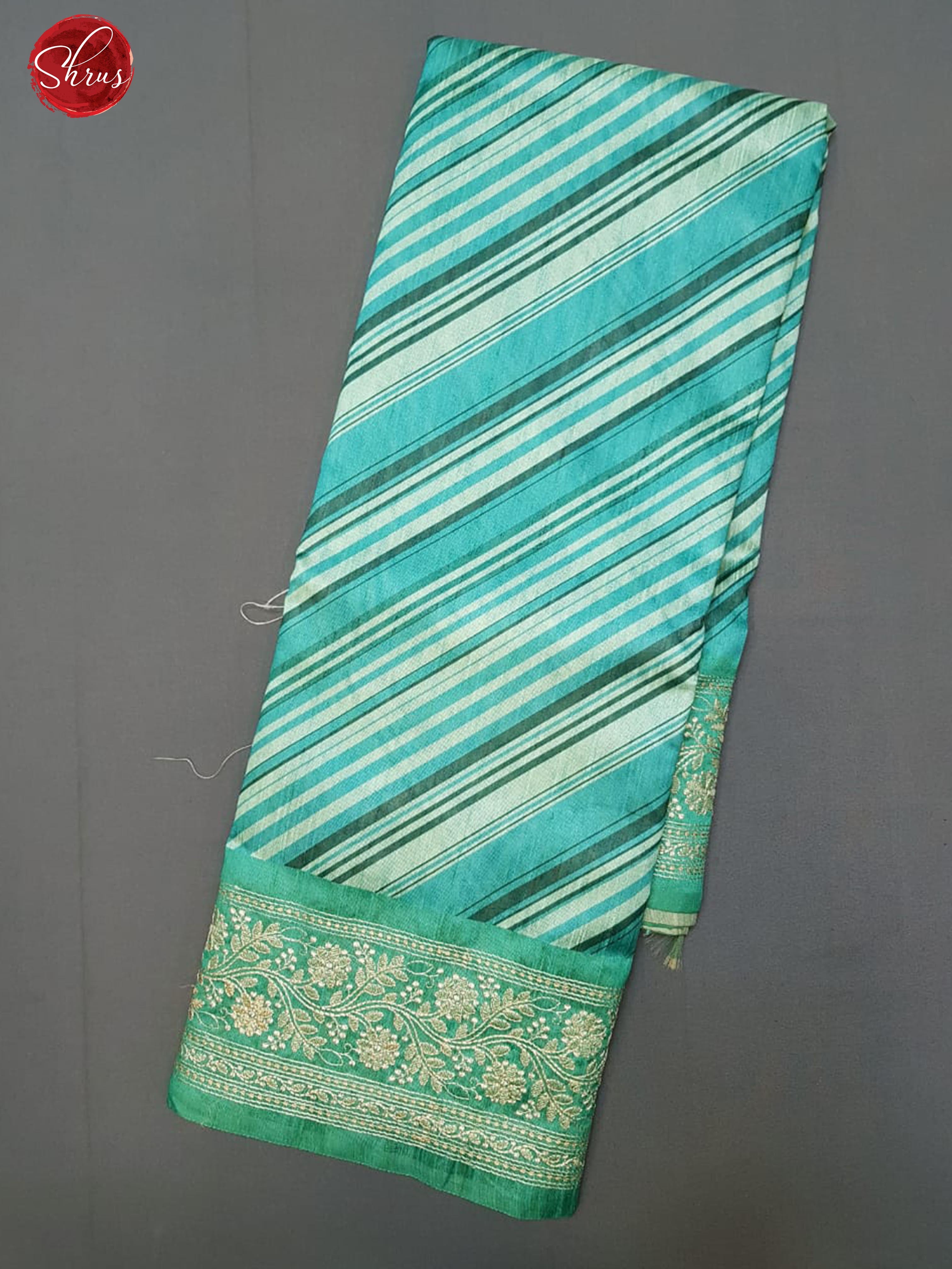 Green(Single Tone )- Matka Cotton with diagonal stripes on the body & embroidered Border - Shop on ShrusEternity.com