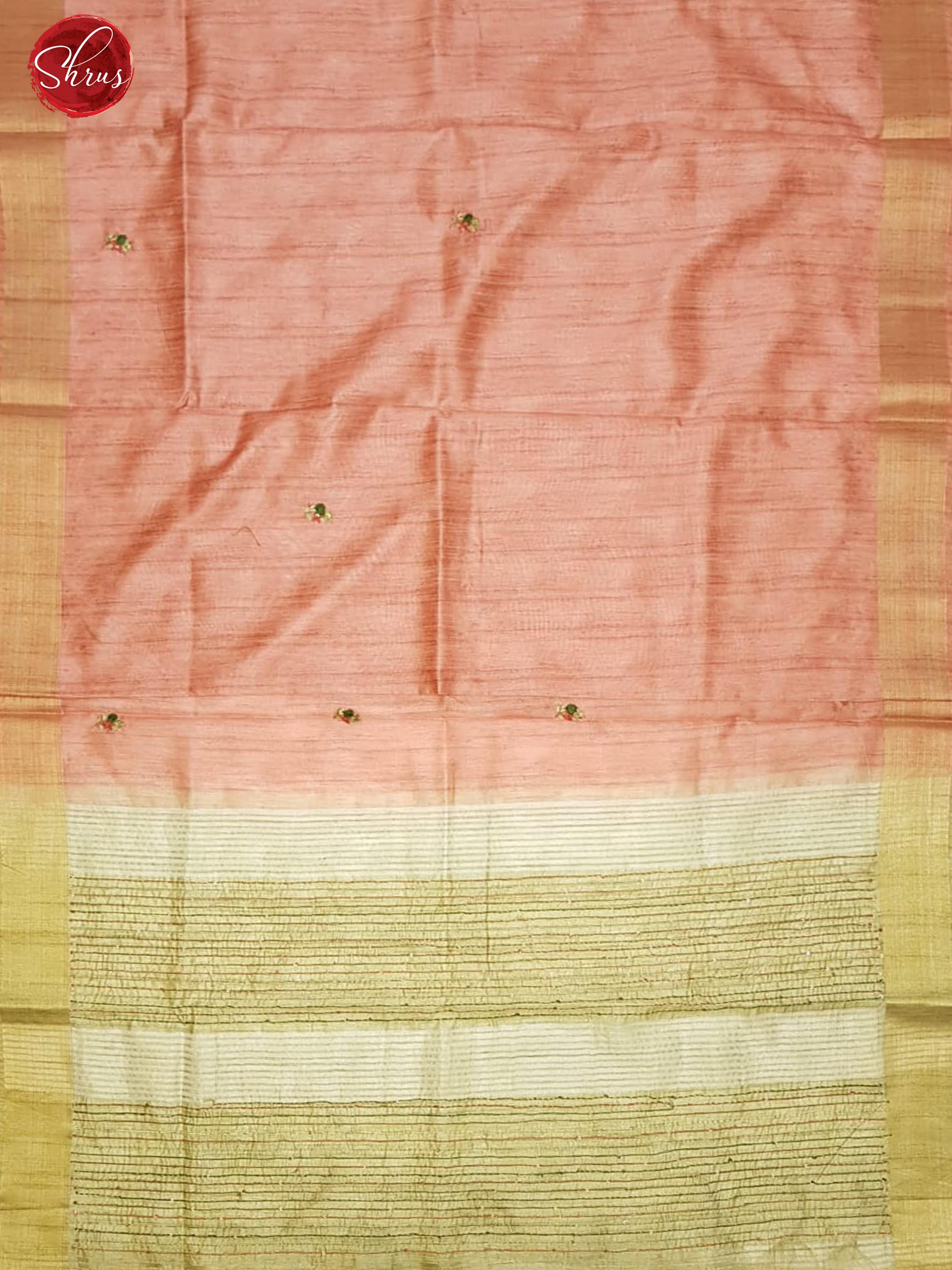 Pink & Beige - Matka Cotton with floral embroidery on the body & Zari Border - Shop on ShrusEternity.com
