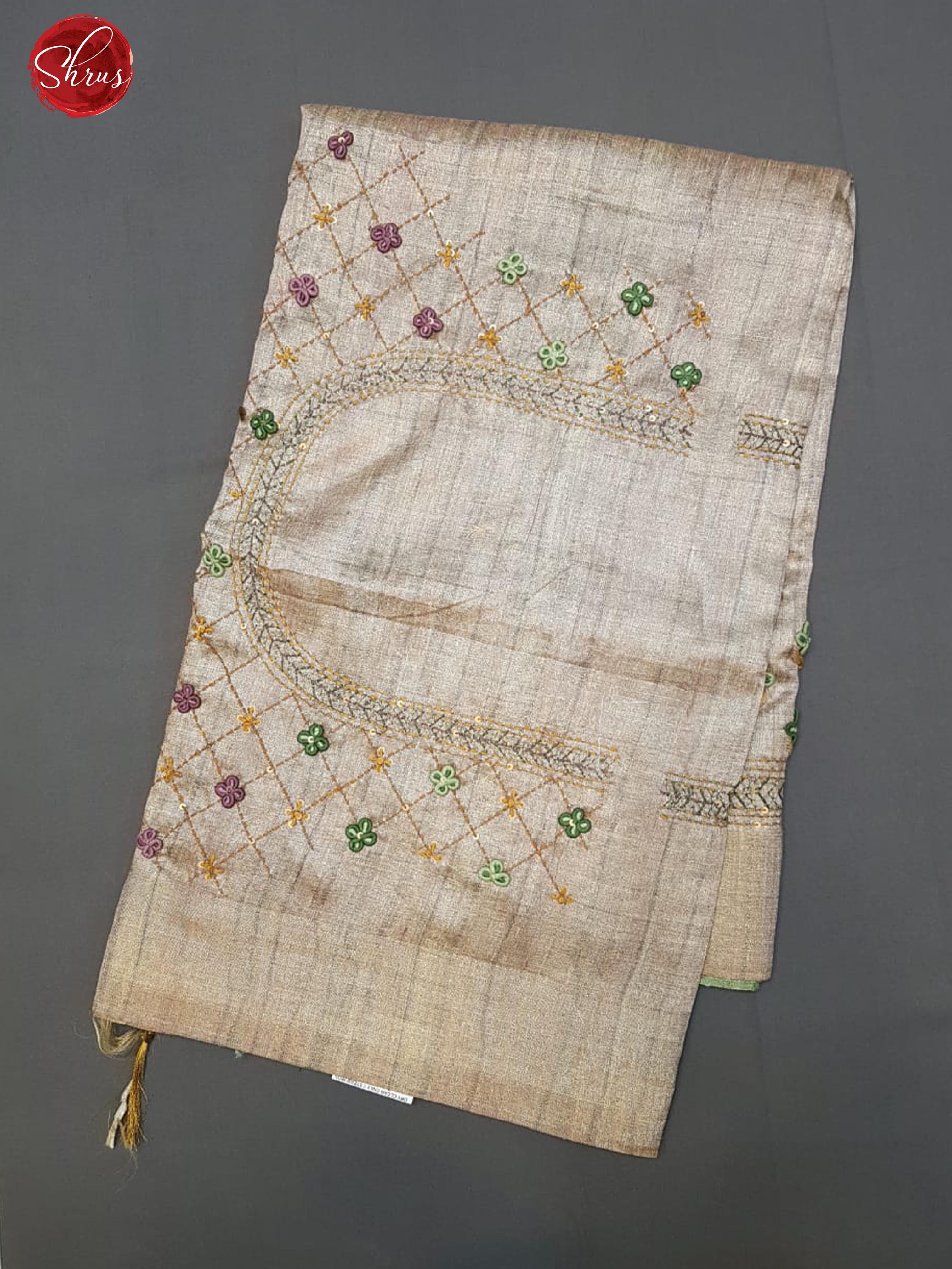 Green & Grey - Matka Cotton with embroidery on the body & zari Border - Shop on ShrusEternity.com