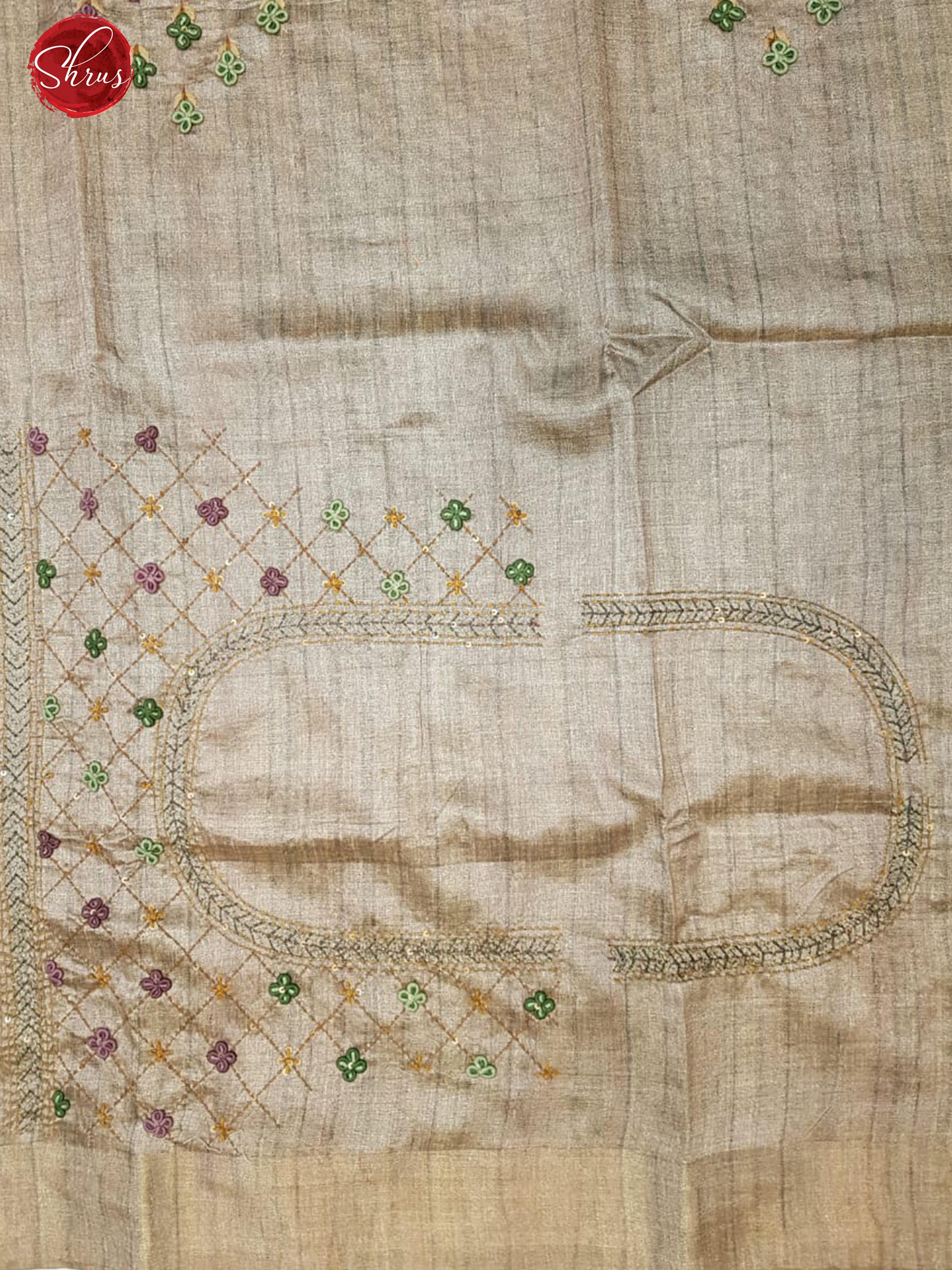 Green & Grey - Matka Cotton with embroidery on the body & zari Border - Shop on ShrusEternity.com