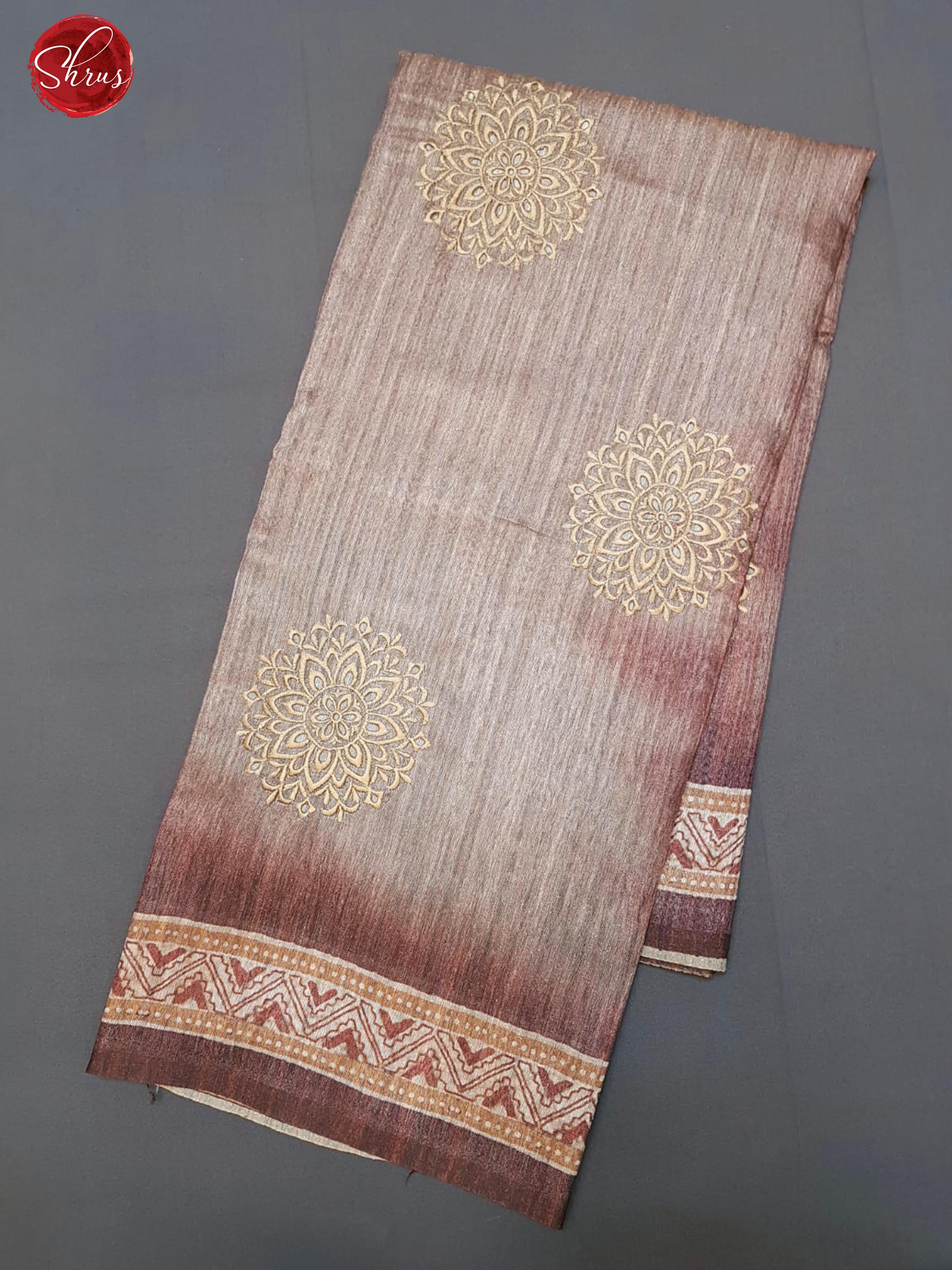Brown(SIngle tone) - Matka Cotton with floral embroidery on the body & Printed Border - Shop on ShrusEternity.com