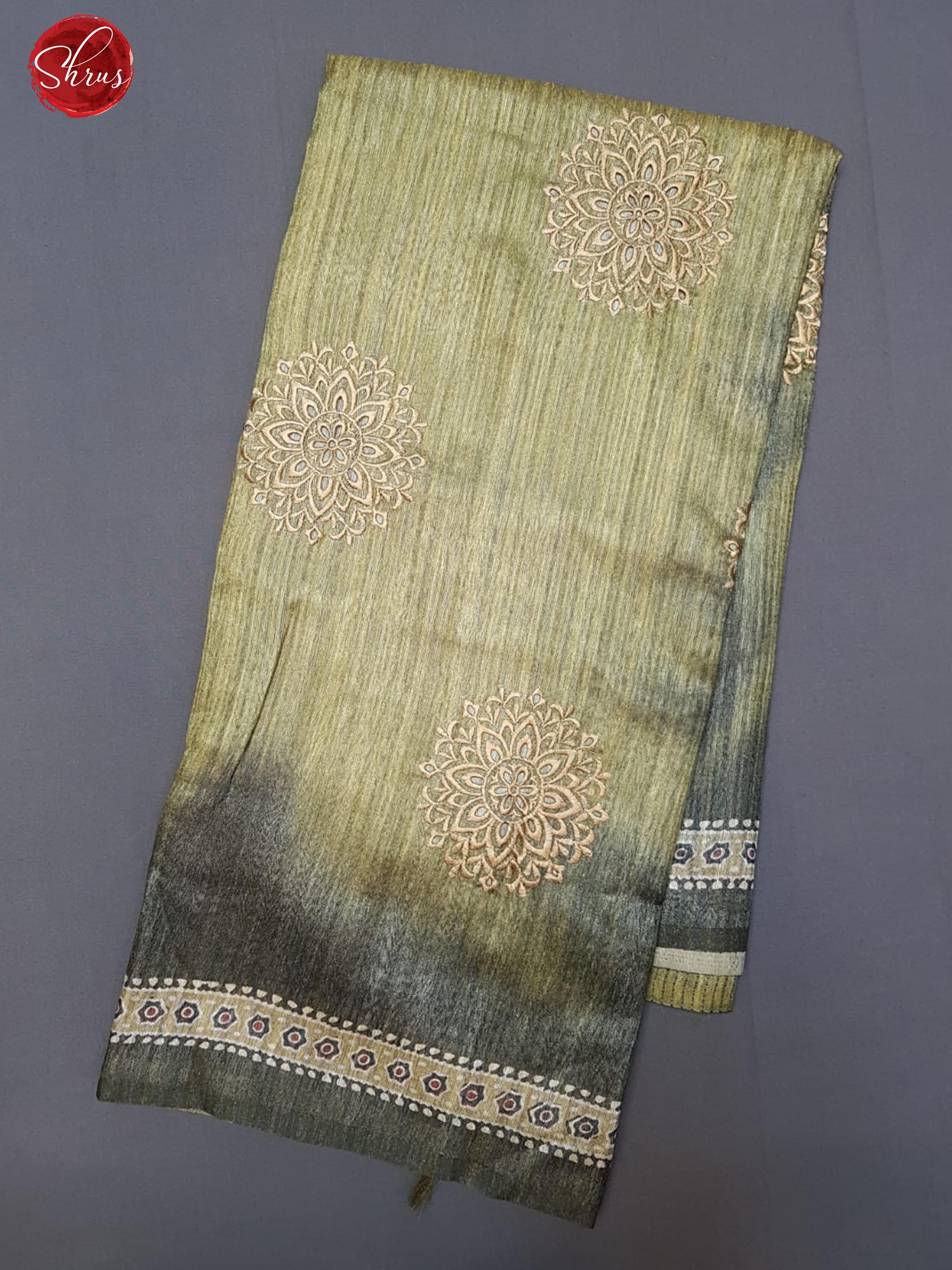 Green & Dark Green - Matka Cotton with floral embroidery on the body & Printed Border - Shop on ShrusEternity.com