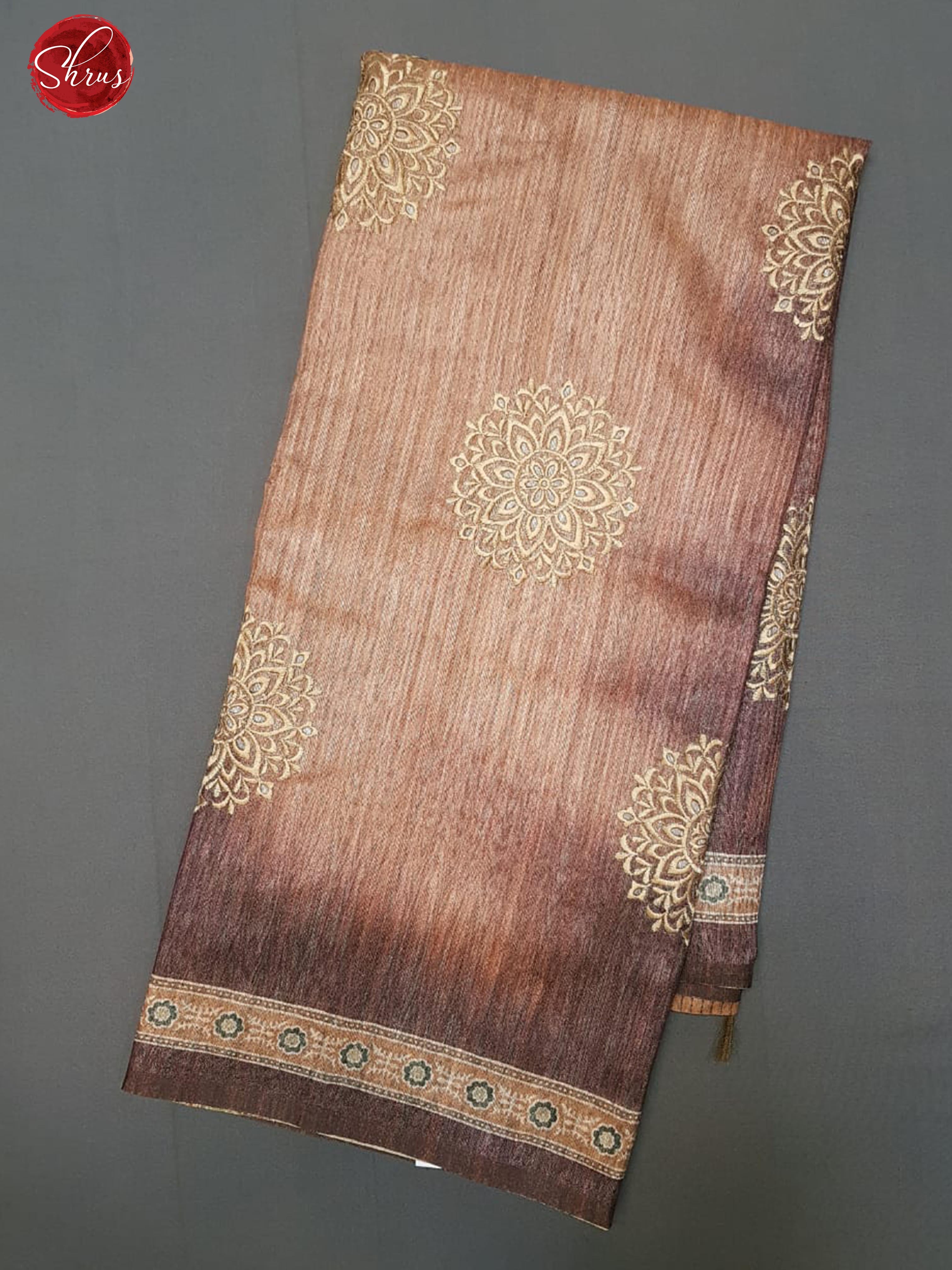 Brown(Single Tone) - Matka Cotton with floral print on the body & Border - Shop on ShrusEternity.com