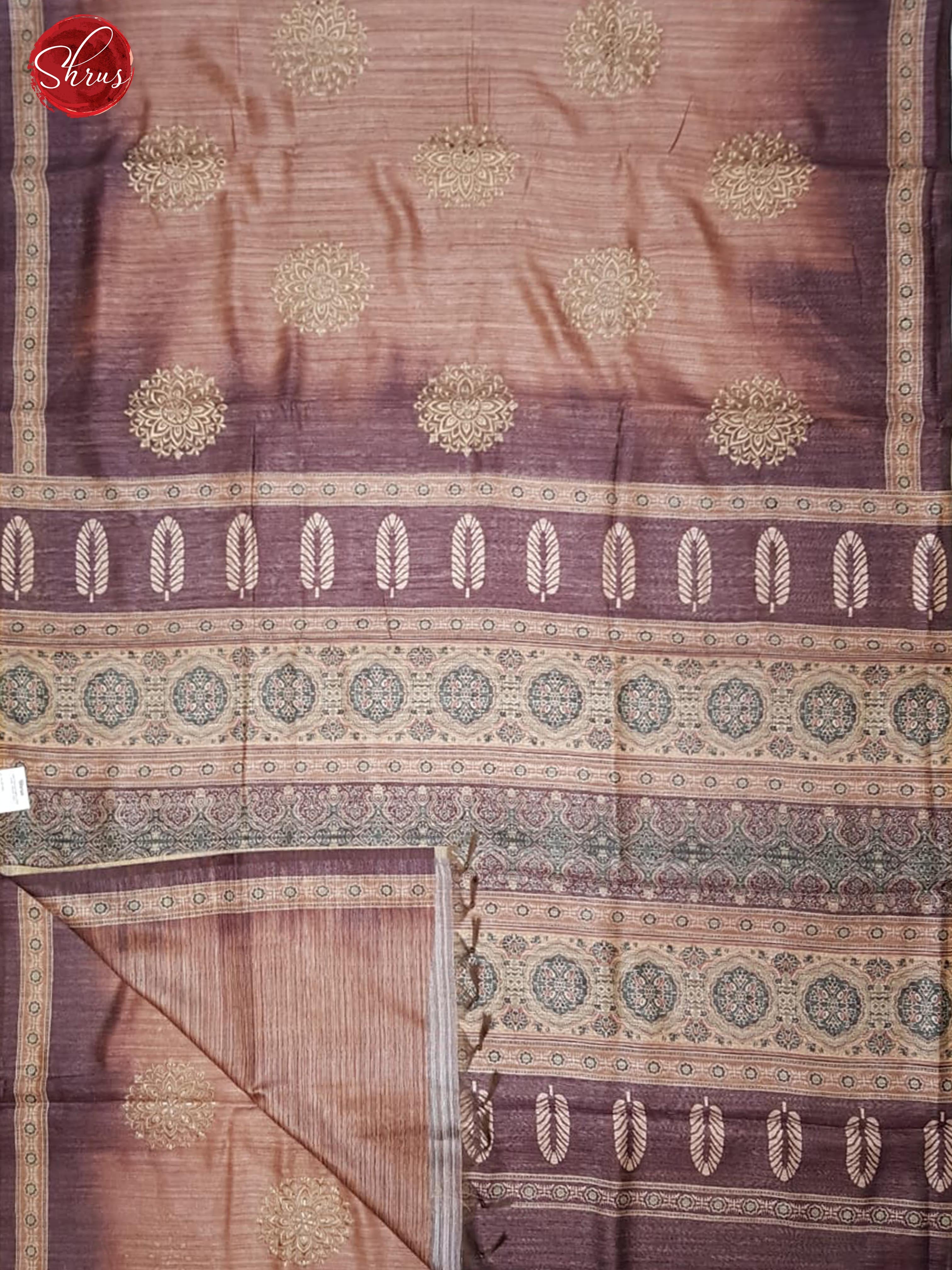 Brown(Single Tone) - Matka Cotton with floral print on the body & Border - Shop on ShrusEternity.com