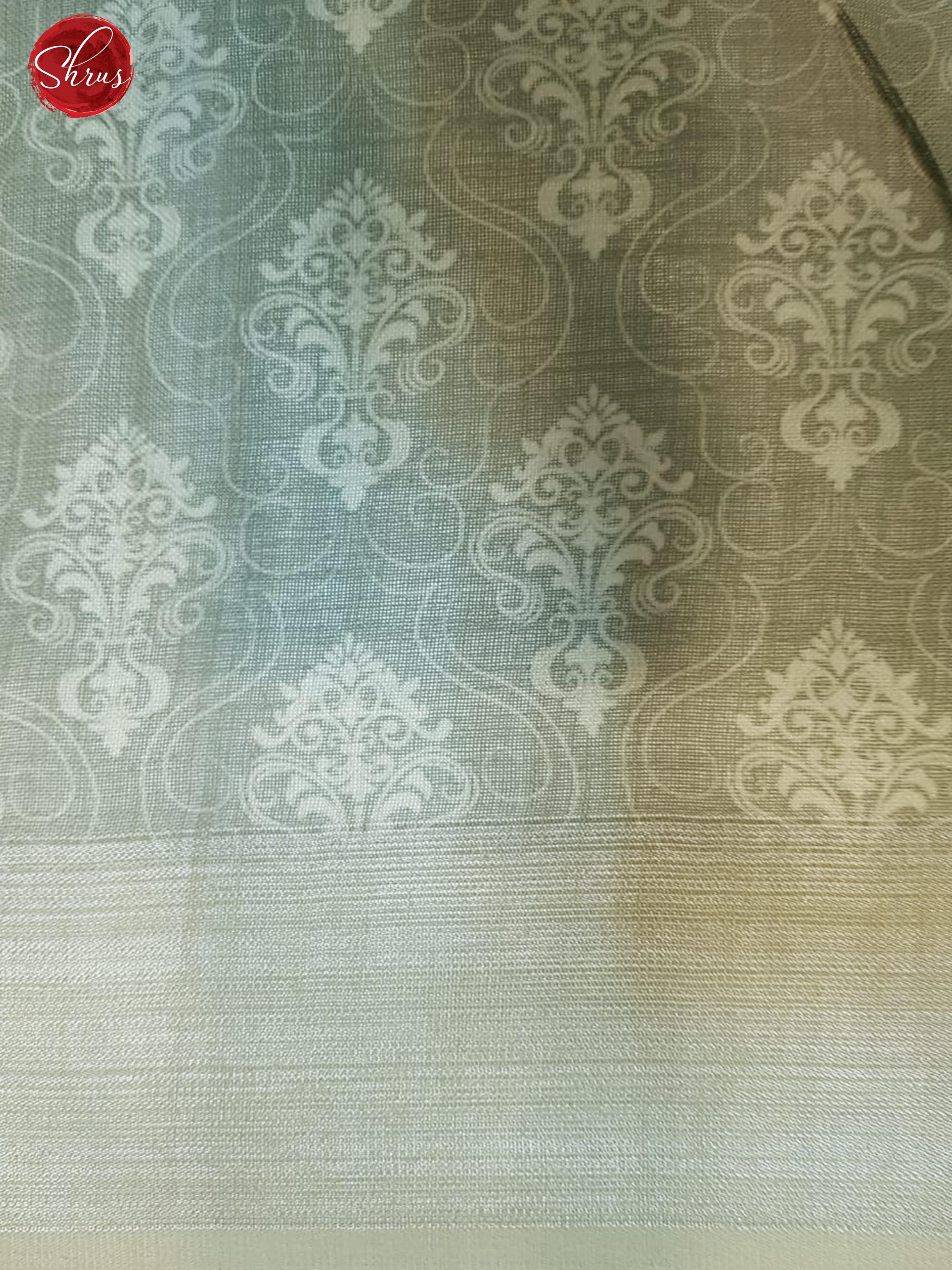 Grey(Single Tone)- Linen with floral print on the body & Zari border - Shop on ShrusEternity.com