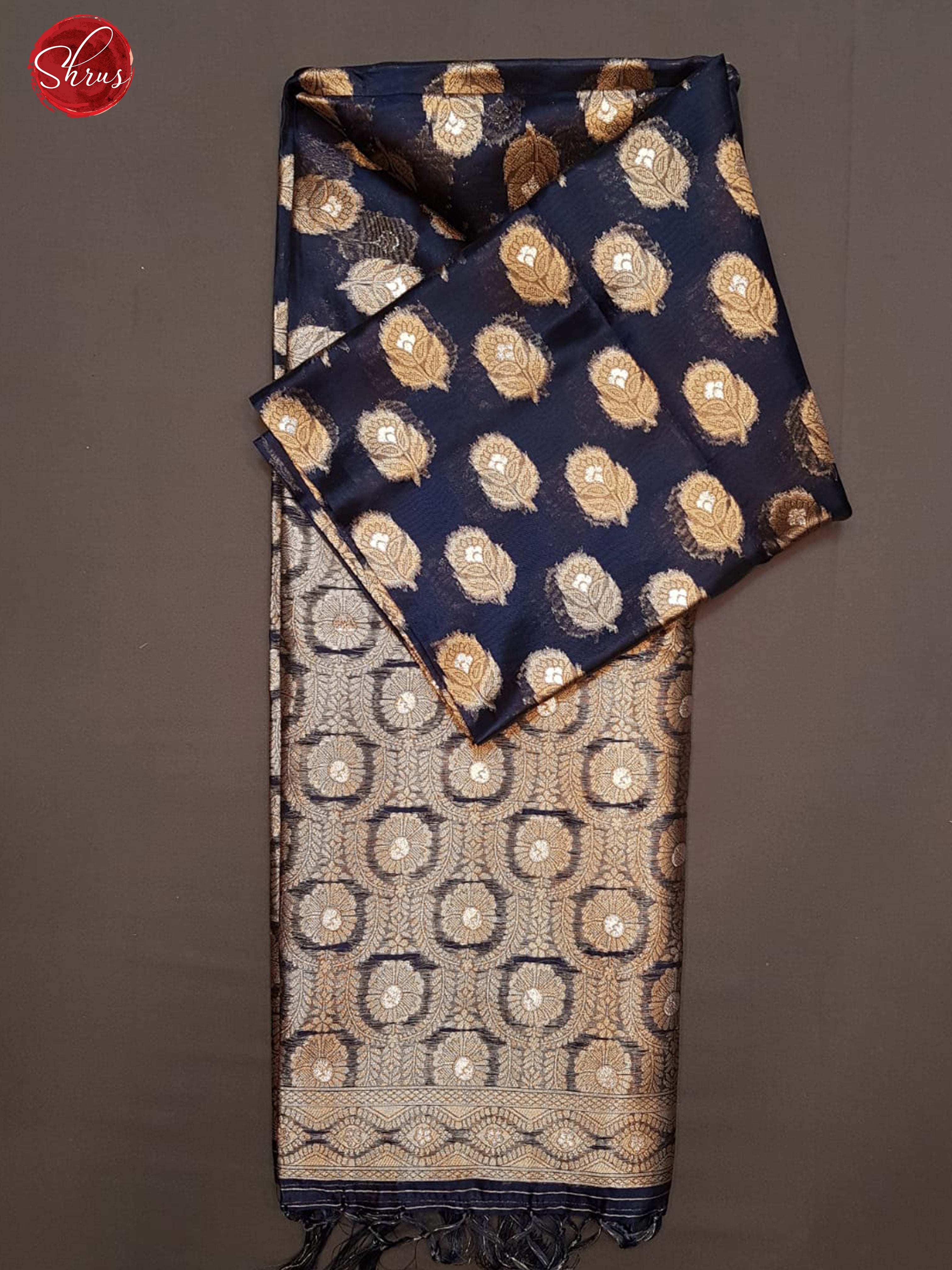 Blue(Single Tone)-Semi Banarasi with zari woven floral motifs on the body & Zari Border - Shop on ShrusEternity.com