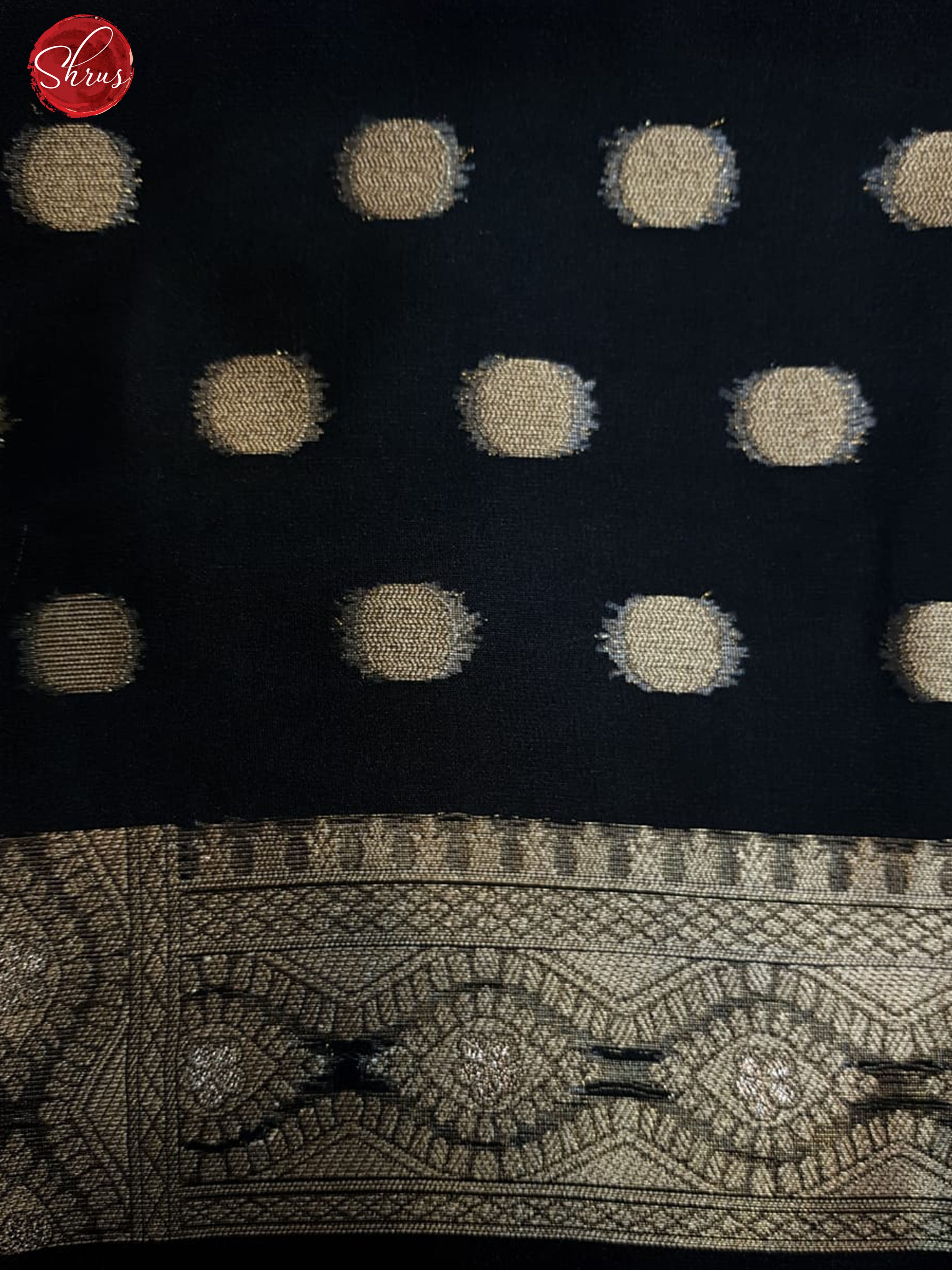 Black(Single tone)- Semi Banarasi with zari woven floral motifs on the body & Zari Border - Shop on ShrusEternity.com