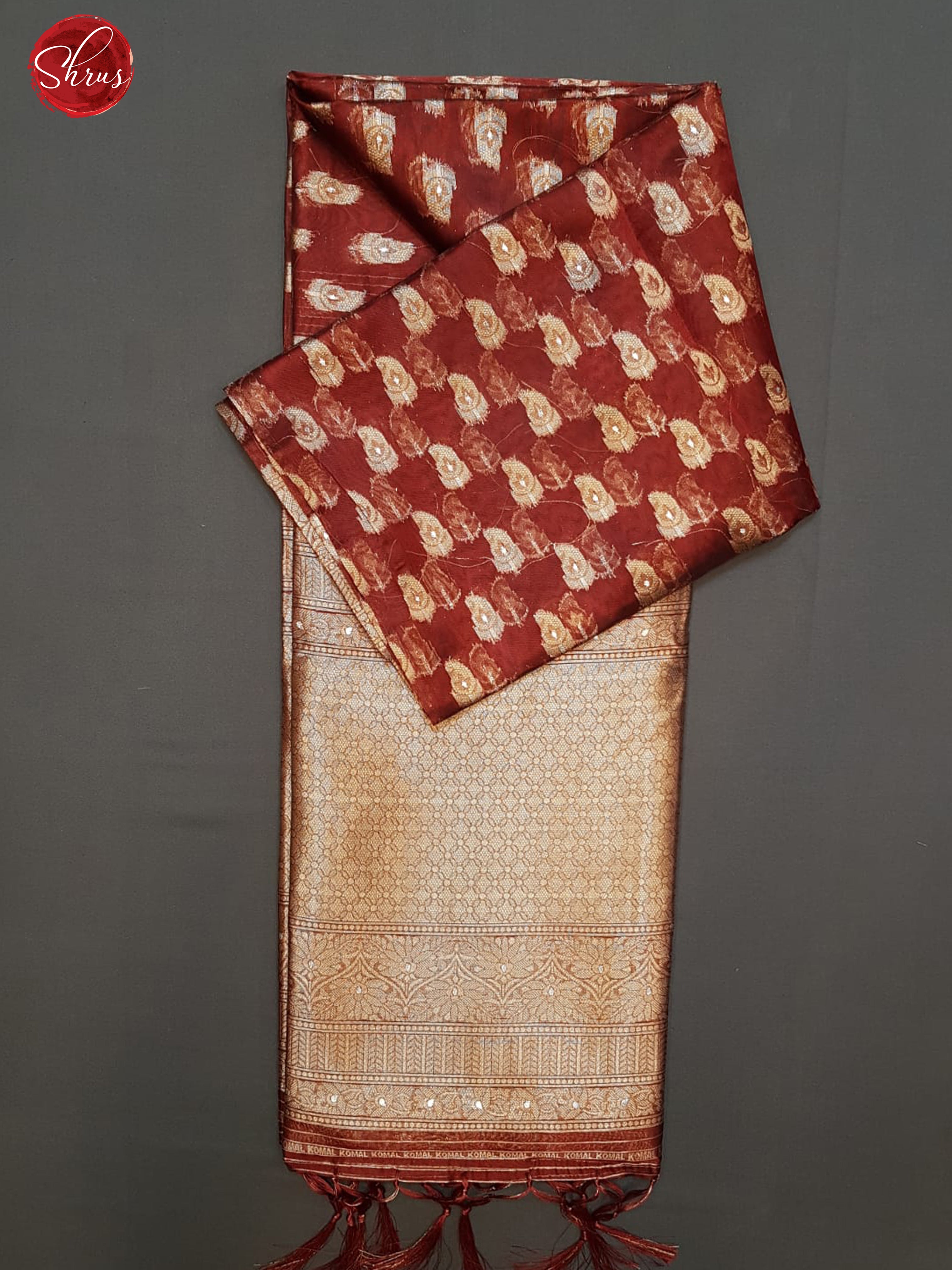 Maroon(Single tone)- Semi Banarasi with zari woven paisleys buttas on the body & Zari Border - Shop on ShrusEternity.com