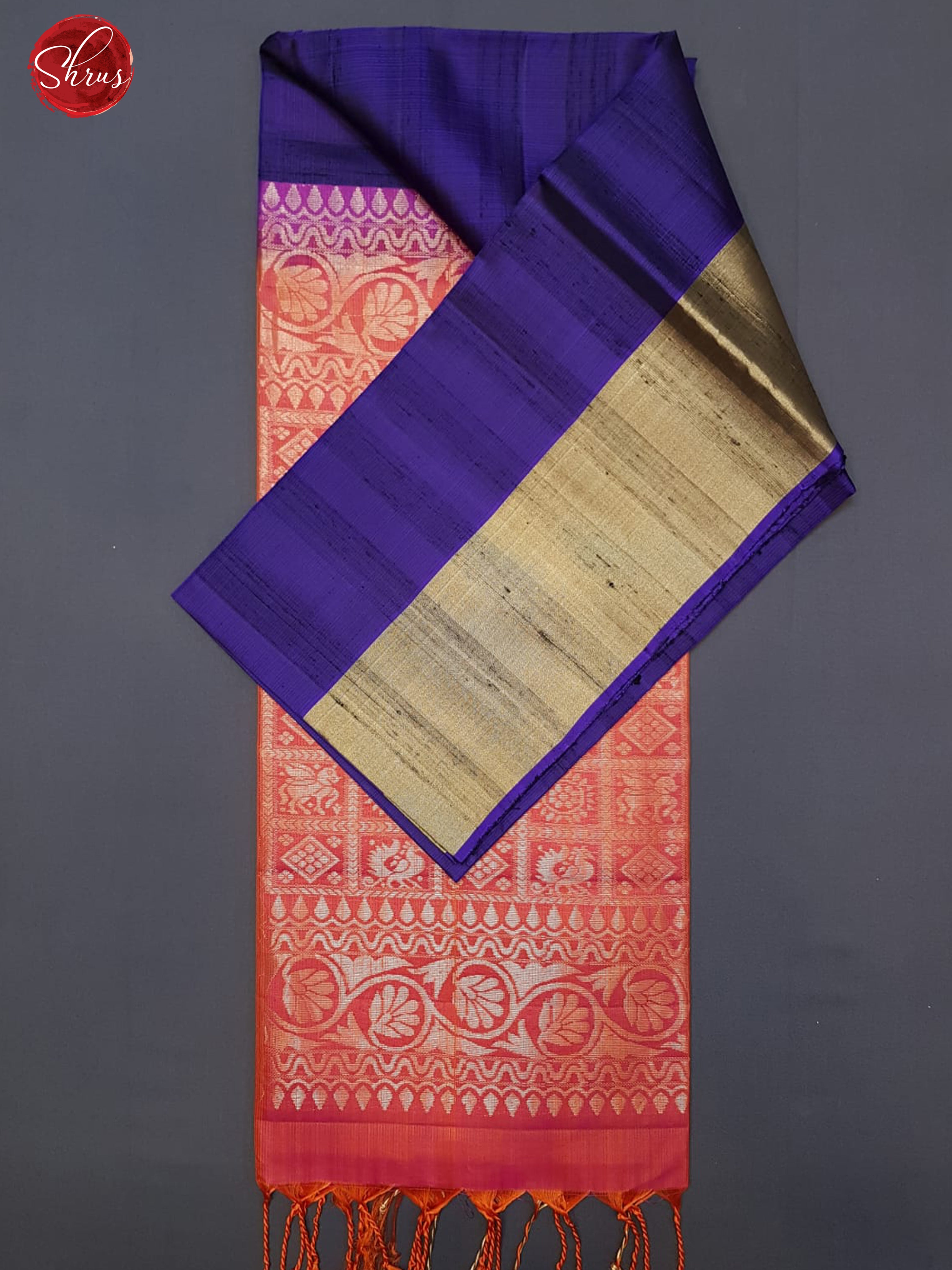 Violet & Orangish Pink- Soft Silk with plain Body & Zari Border - Shop on ShrusEternity.com