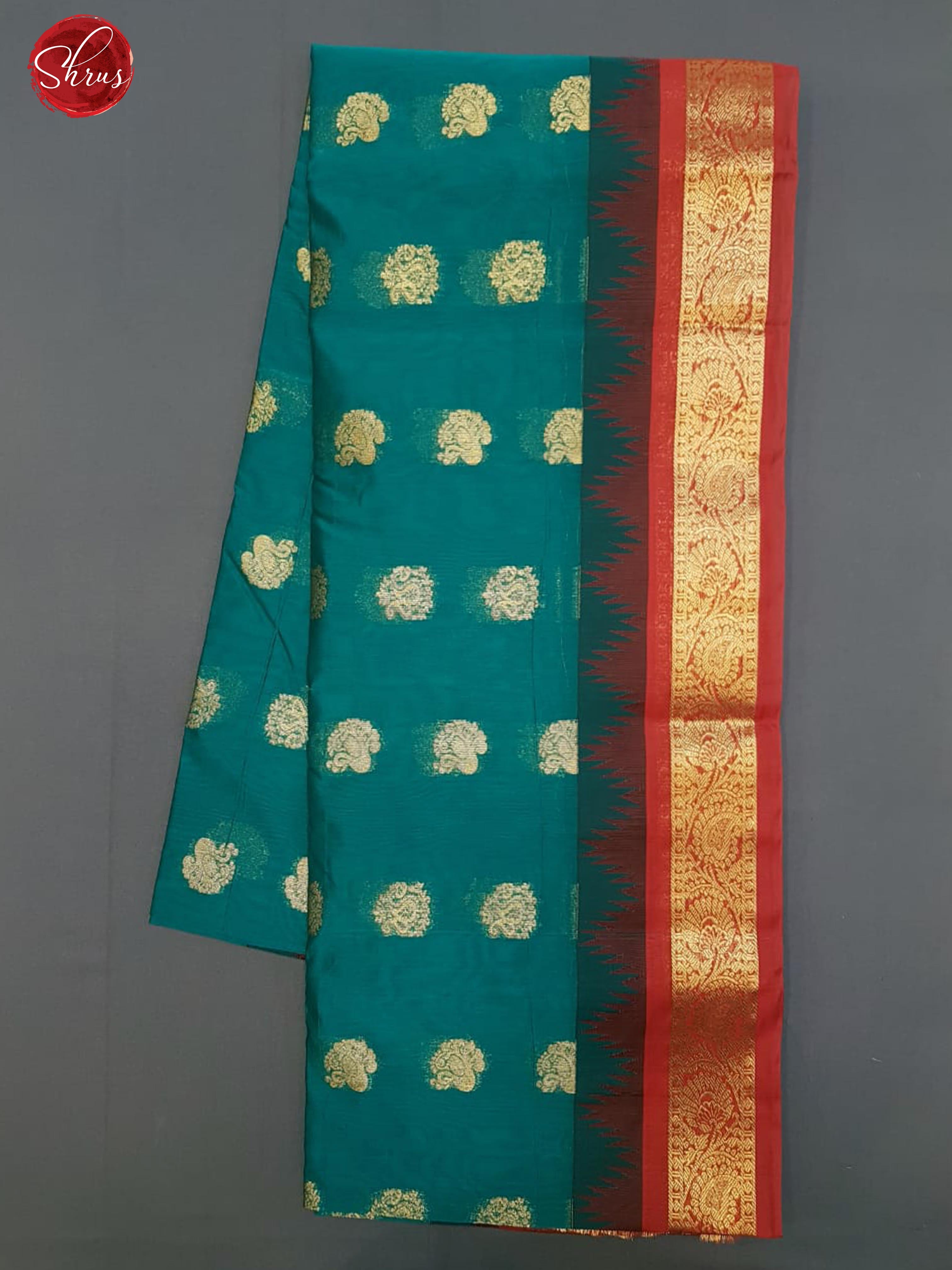 Green & Red - Semi Kuppadam with zari woven peacock motifs on the body & Zari Border - Shop on ShrusEternity.com