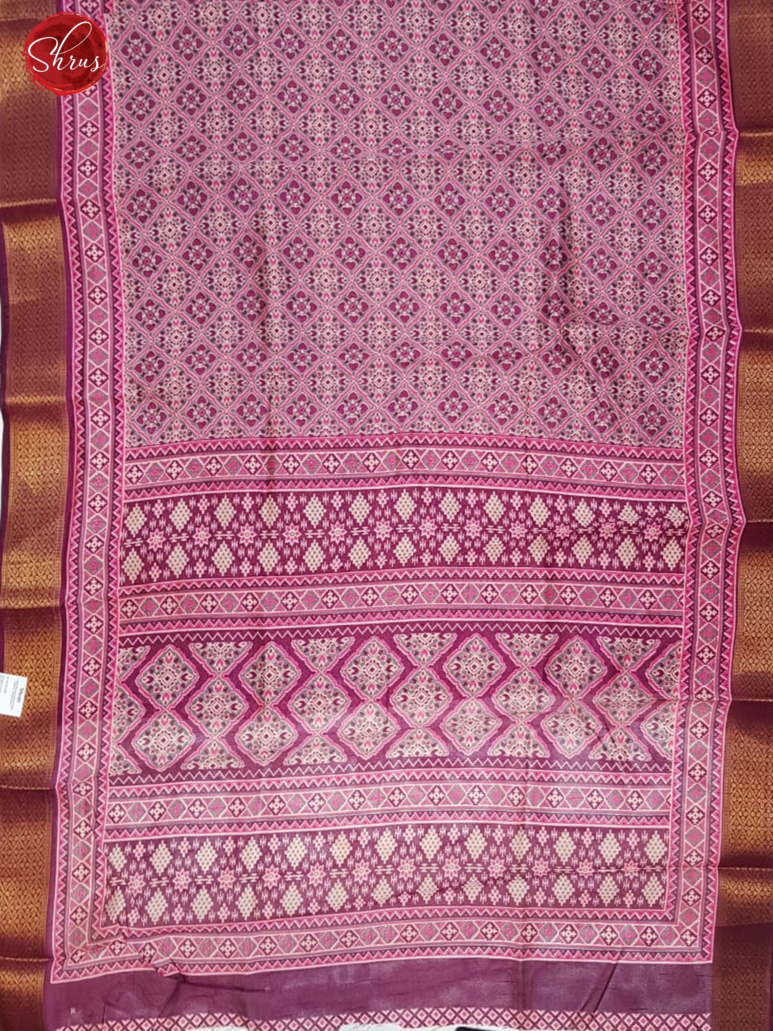 Purple & Pink - Semi Jute with floral print on the body & Zari Border - Shop on ShrusEternity.com