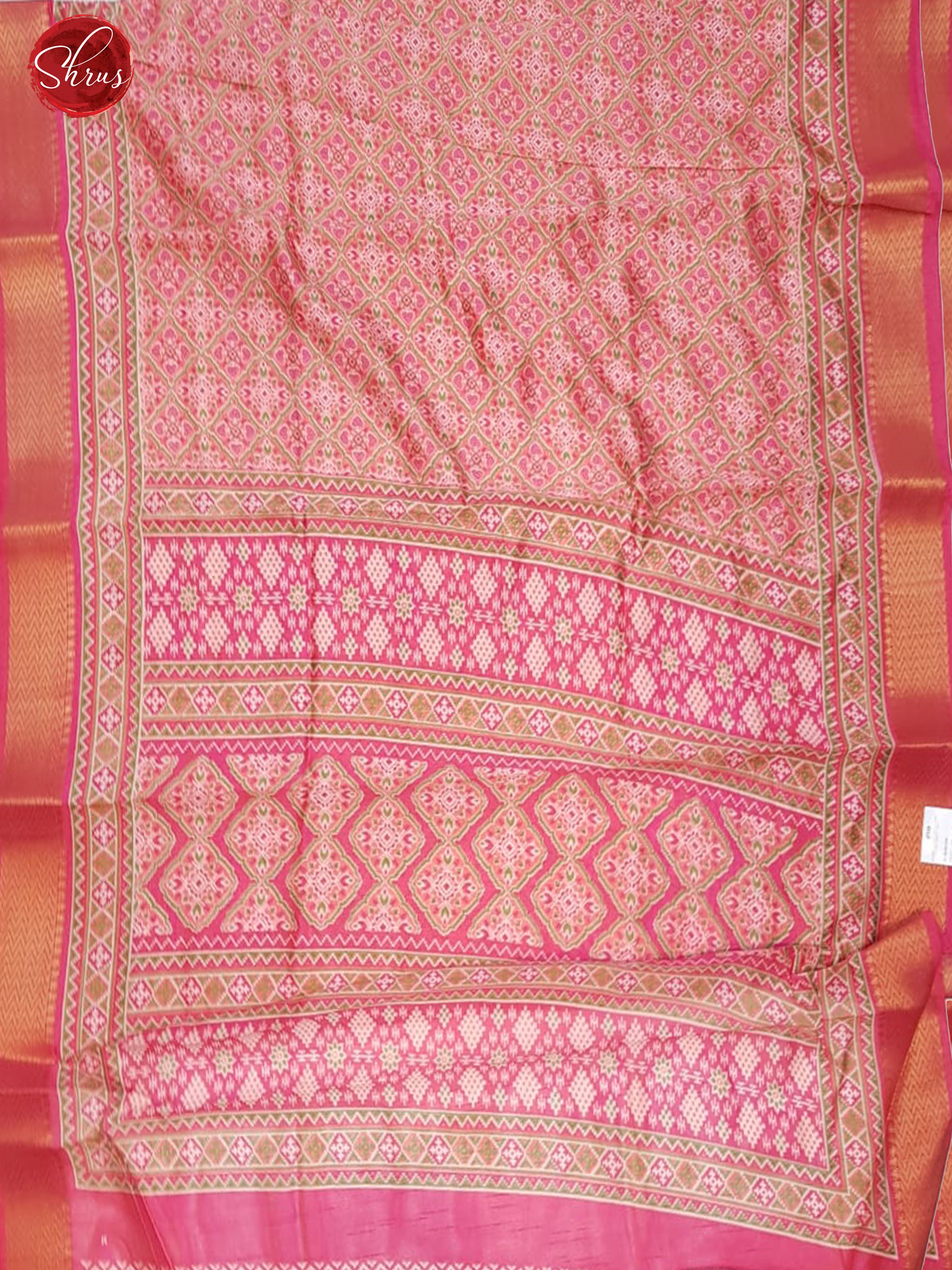 Pink(Single tone)- Semi Jute with floral patola print on the Body & Zari Border - Shop on ShrusEternity.com