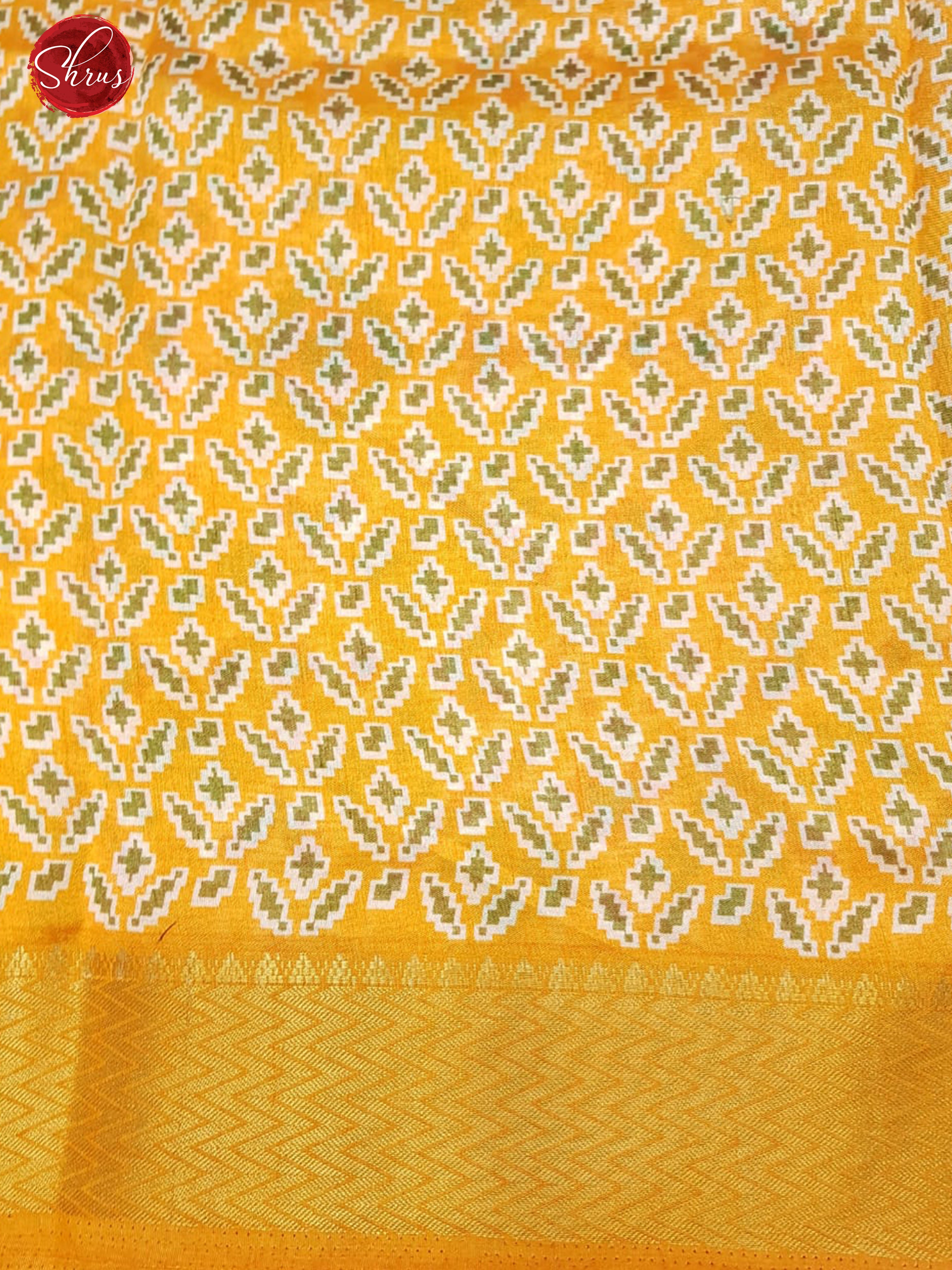 Yellow(Single Tone)- Semi Jute with patola print on the body & Zari Border - Shop on ShrusEternity.com