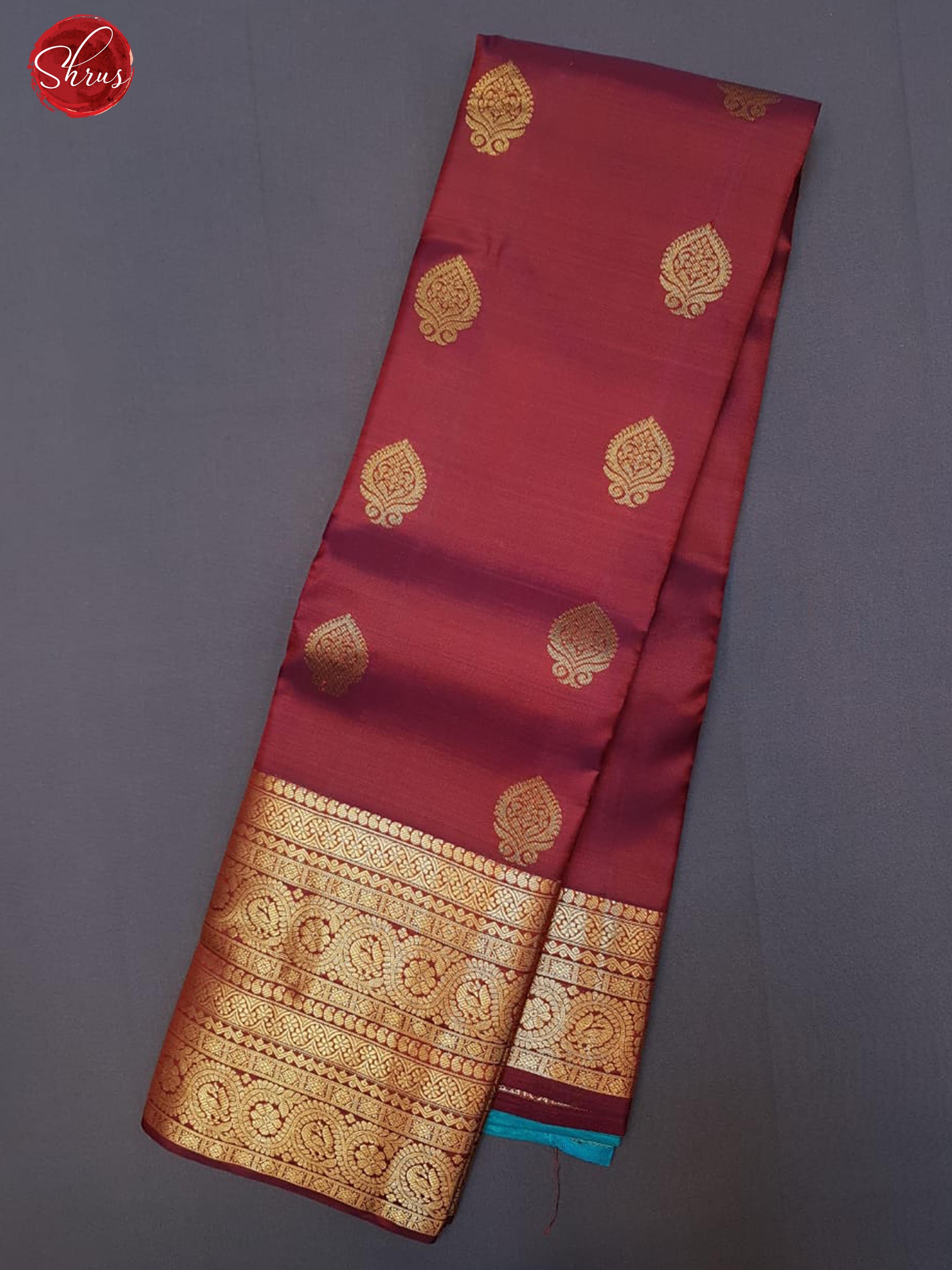 Maroon & Green - Kanchipuram Silk with zari woven floral motifs on the Body& Zari Border - Shop on ShrusEternity.com
