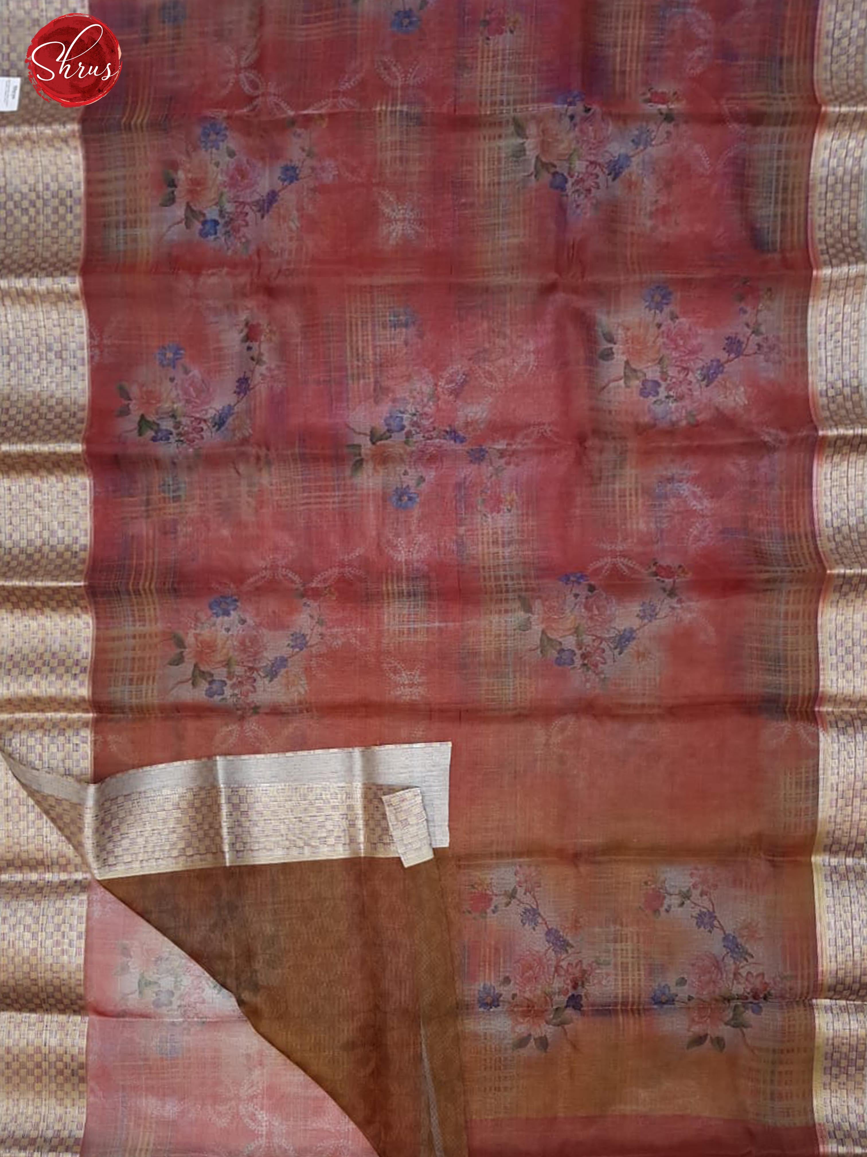 Maroon & Brown - Semi Kota with floral print on the body & Contrast polka printed border - Shop on ShrusEternity.com