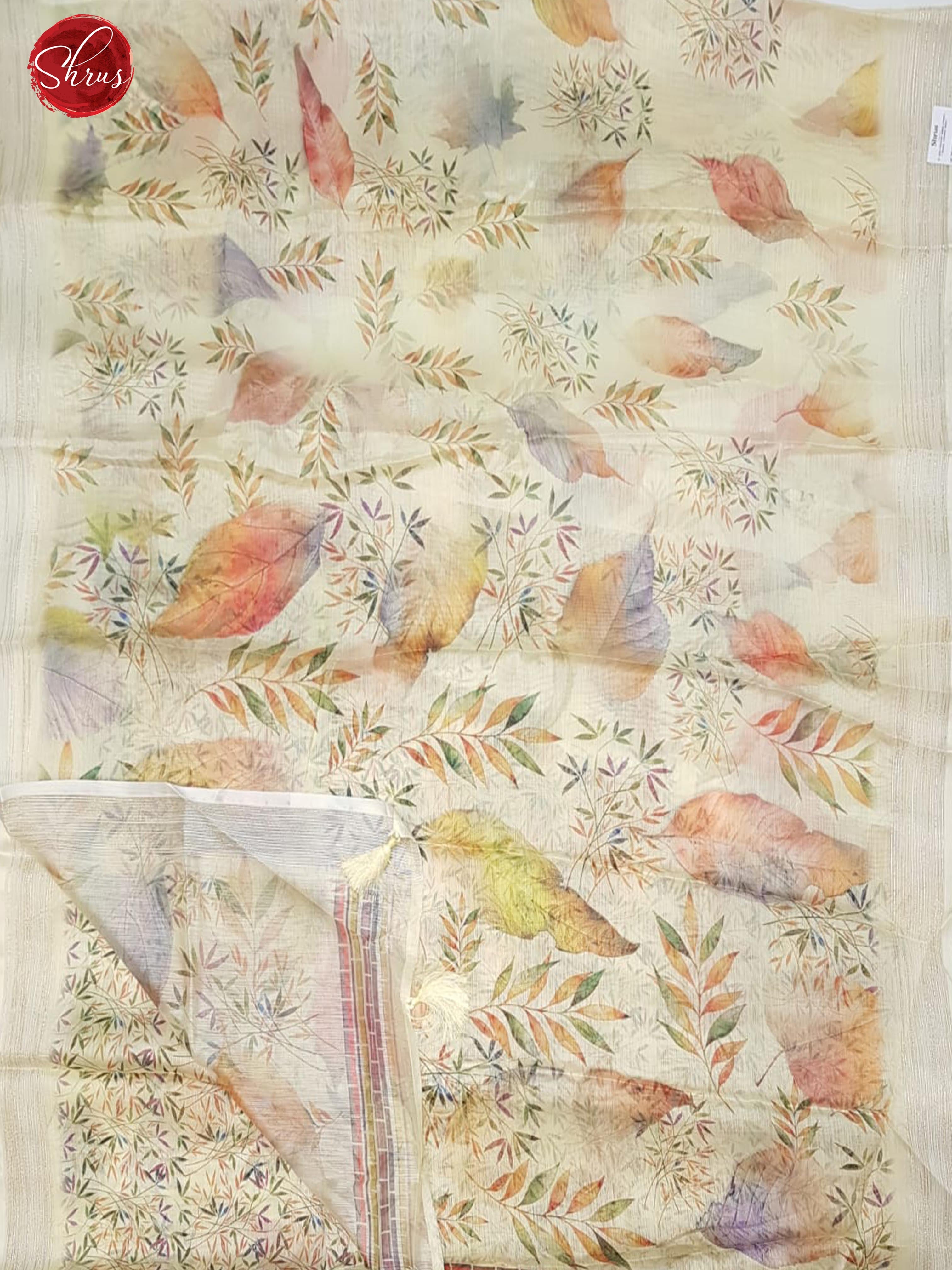Pale Yellow(Single Tone)- Art Linen with floral print on the Body & Zari Border - Shop on ShrusEternity.com