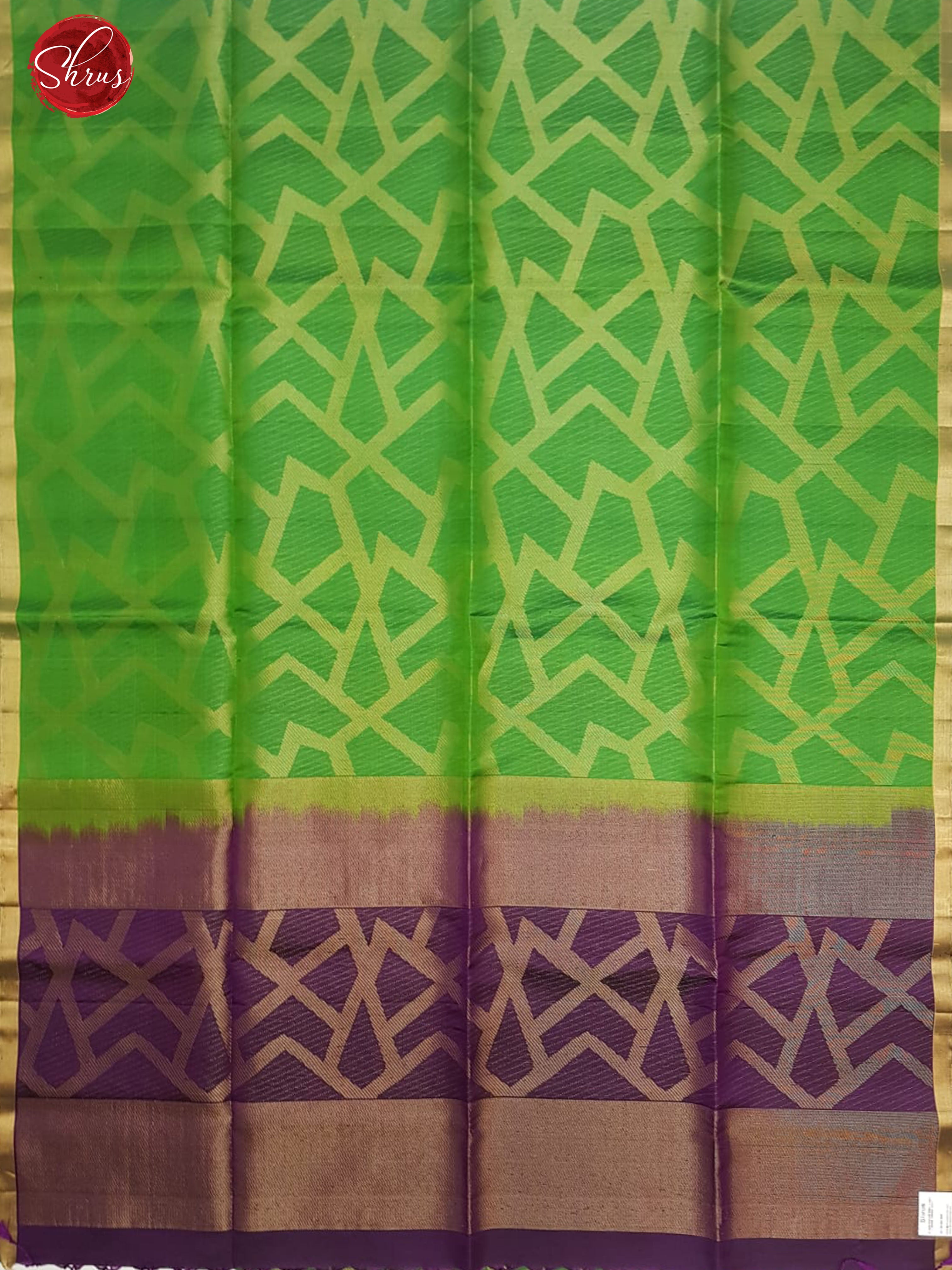 Green & Purple - Borderless Soft Silk with Zari woven abstract pattern on the body - Shop on ShrusEternity.com