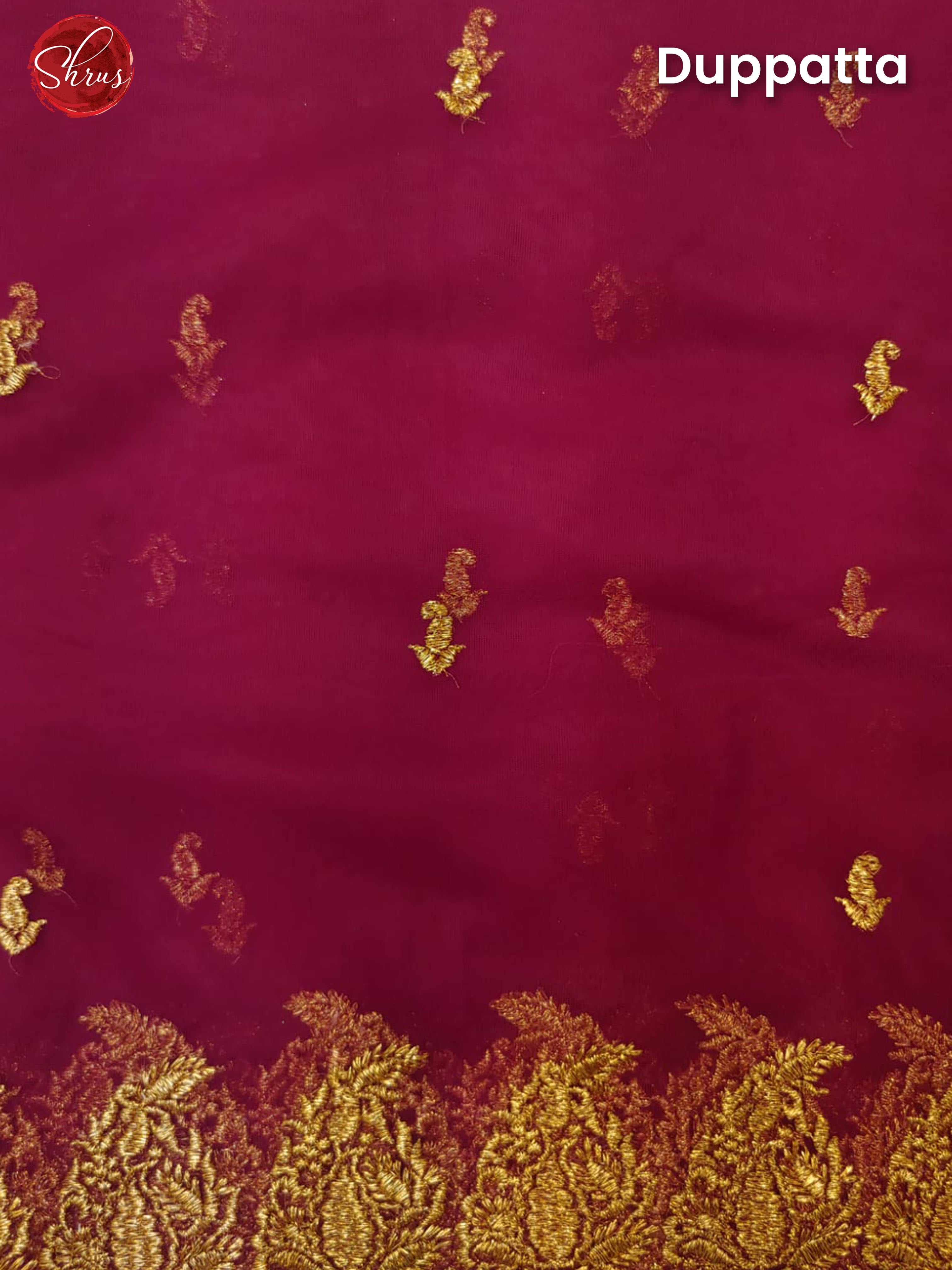 Orangish Pink & Purple - Chiffon Semi Stitched Lehenga with zari buttas on the skirt & Contrast Dupatta - Shop on ShrusEternity.com